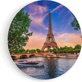Artaza Forex Cercle mural Tour Eiffel à Paris sur l' Water - Couleur - 50x50 cm - Klein - Cercle mural - Peinture ronde - Cercle de Décoration murale
