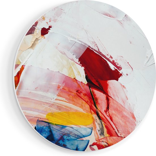 Artaza Forex Muurcirkel Abstracte Kunst van Verf Kleuren - 60x60 cm - Wandbord - Wandcirkel - Rond Schilderij - Wanddecoratie Cirkel