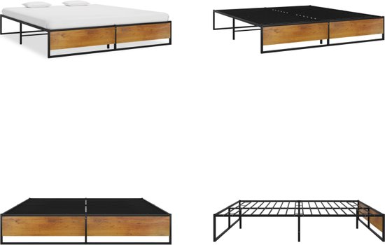 VidaXL Bed met matras blok ontwerp metaal zwart 140x200 cm