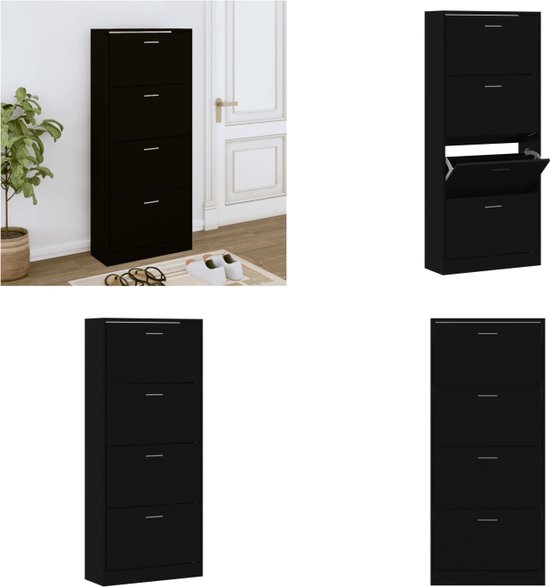 vidaXL - Schoenenkast - Zwart - Bewerkt hout - 60 x 35 x 92 cm | Leen Bakker