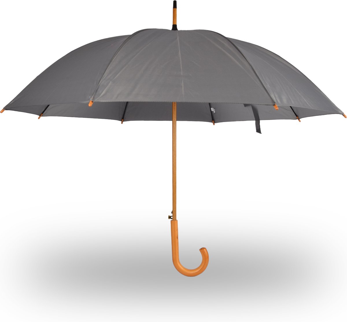 Grijze Automatische Opvouwbare Paraplu voor Volwassenen | 98 cm Diameter - Windproof | Met Koninklijk Houten Handvat - Geïnspireerd door HRH Kate Middleton