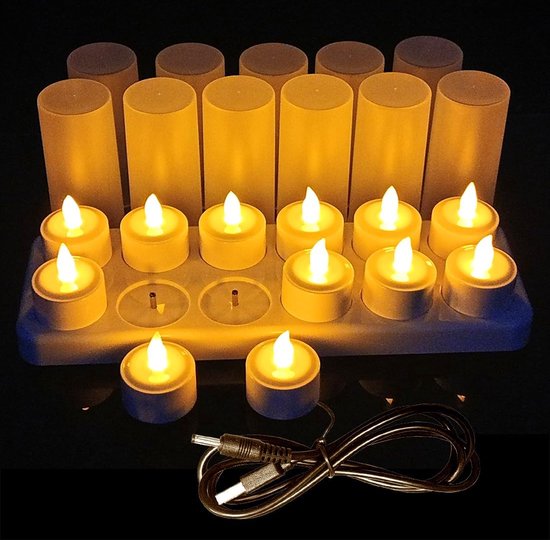 Set de bougies chauffe-plat LED rechargeables – Créez une atmosphère enchanteresse dans votre maison ! - Comprend une station de recharge pratique