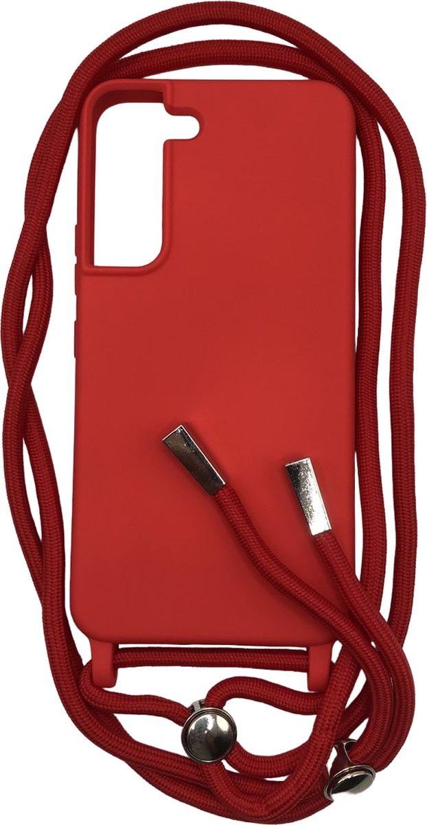 Siliconen Backcover hoesje met Koord - Geschikt voor Samsung Galaxy S22 - TPU/Siliconen - Koord - Rood
