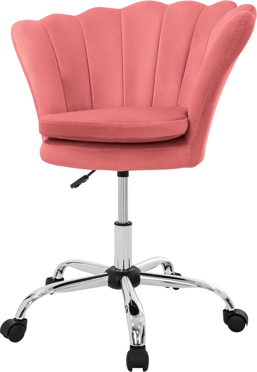 ml-design fluweel serie bureaustoel roze ergonomische bureaustoel metalen frame met rugleuning in hoogte verstelbaar 360 graden draaistoel met 5 wielen gestoffeerde kuipstoel voor meisjes geschikt voor kantoor thuiswerk