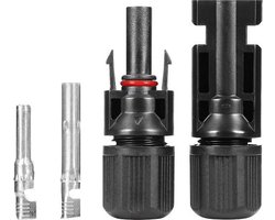 MC4 Solar Connector set - Zonnepaneel Stekker - Male + Female - 2.5-6mm² - 4/6II - Zwart - Per set