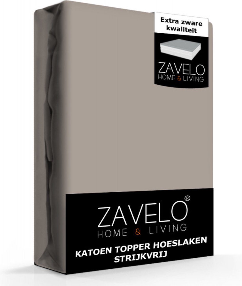 Zavelo Katoen Topper Hoeslaken Strijkvrij Zand - Lits-jumeaux (160x200 cm) - 100% Katoen - 10cm Hoekhoogte - Hoogwaardige Kwaliteit