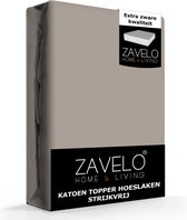 Zavelo Katoen Topper Hoeslaken Strijkvrij Zand - Lits-jumeaux (180x200 cm) - 100% Katoen - 10cm Hoekhoogte - Hoogwaardige Kwaliteit