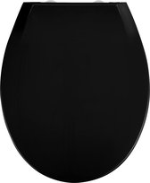 premium toiletbril Kos zwart, toiletdeksel met softclose-mechanisme en vaste clip hygiënebevestiging voor eenvoudig verwijderen, gemaakt van breukvast, recyclebaar thermoplast, afmetingen (B x D): 37 x 44 cm