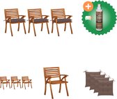 vidaXL Chaises de jardin 3 pcs avec coussins Chaise de jardin en bois d'acacia massif avec nettoyant et assainisseur pour bois