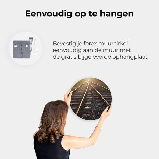 Artaza Forex Wall Circle Two Crossing Rails Railroads - 60x60 cm - Plaque Murale - Cercle Mural - Peinture Ronde - Cercle de Décoration murale