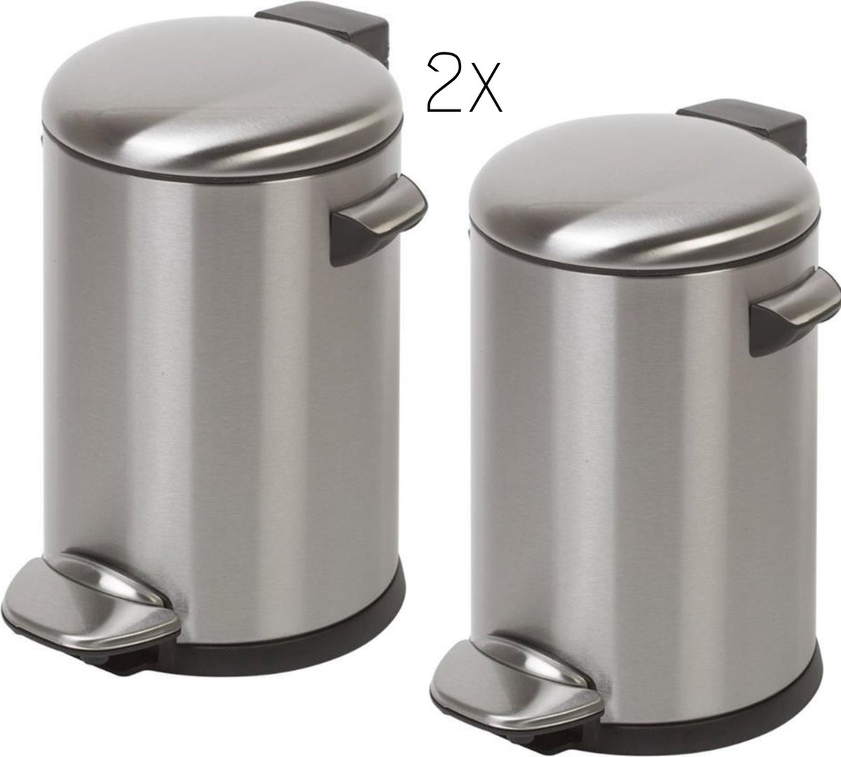 Pedaalemmer - Belle - RVS - 3 Liter - Soft Close - Badkamer - Toilet - Chrome - Voordeelverpakking - 2 Stuks