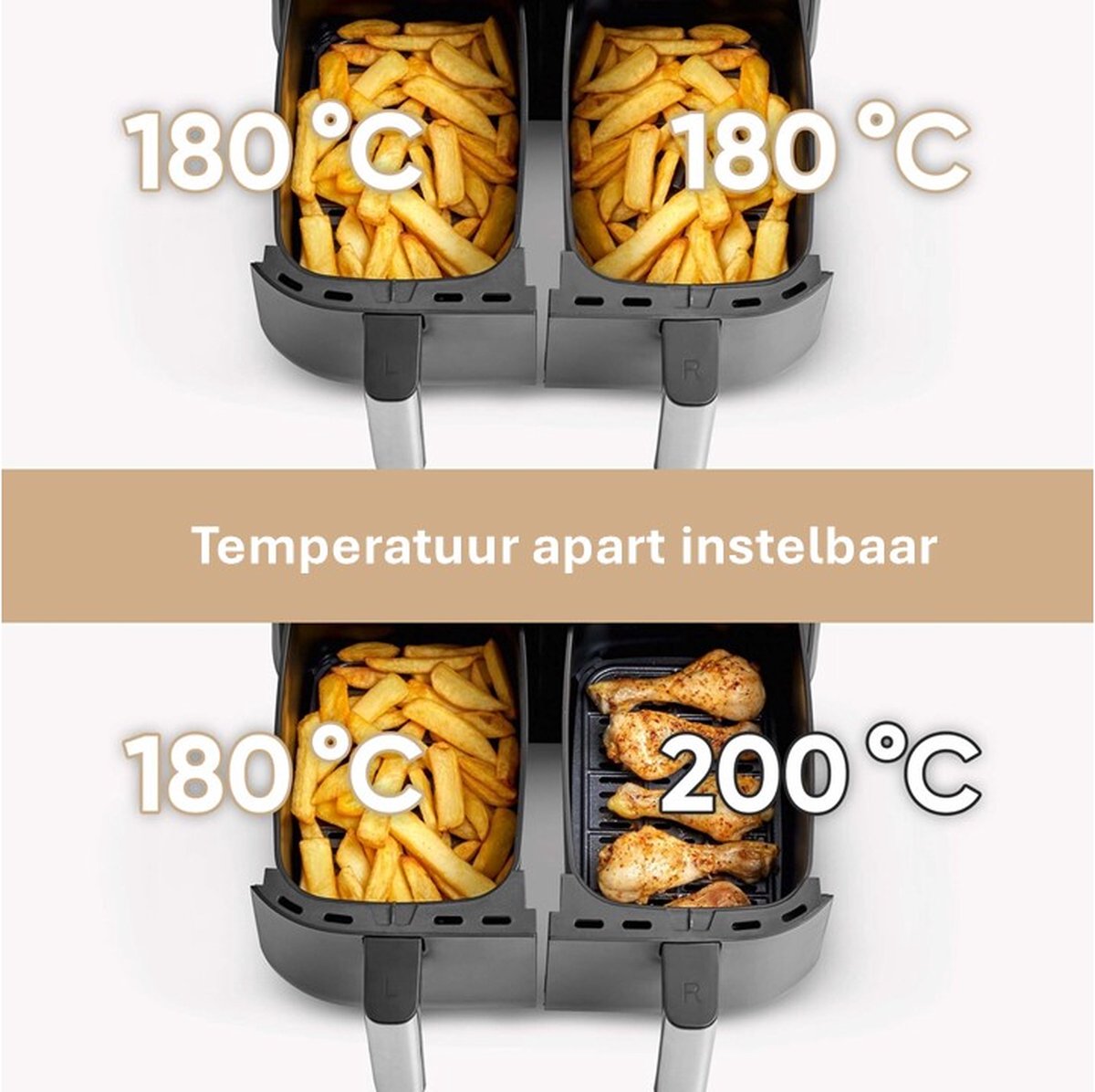 Afbeelding 3 van Severin FR 2453 Heteluchtfriteuse XXL - 2x 3.8 Liter - tot 1.3 kg friet