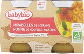 Babybio Mirabelle Pomme 4 Mois et + Bio 2 Pots de 130 g