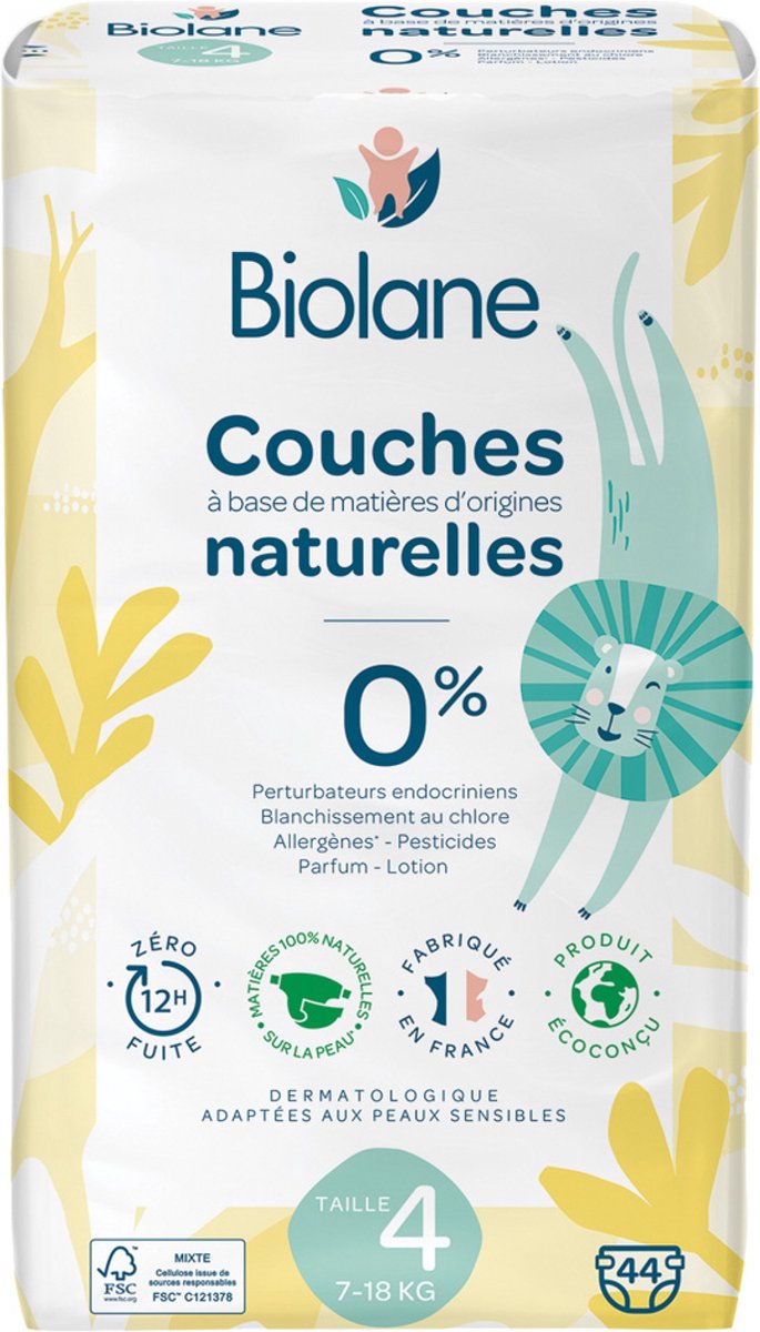Goedkoopste Biolane Natuurlijke Luiers 44 Luiers Maat 4 (7-18 kg