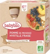 Babybio Pomme Myrtille Fraise 6 Mois et Plus Bio 4 Bouteilles de 90 g