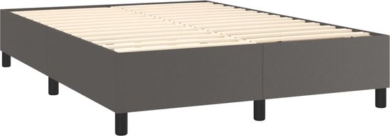 vidaXL Boxspring met matras kunstleer grijs 140x190 cm - Boxspring - Boxsprings - Bed - Slaapmeubel