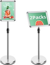 A4-bordhouder Stand Display Snap Frame Posterstandaard Reclamebordhouder voor bruiloft/show/display/reclame/verkoopdisplay (zilver, 2 verpakkingen)