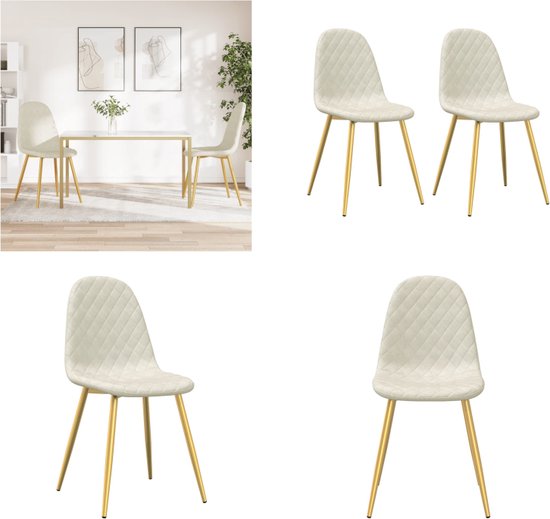 vidaXL Chaises de salle à manger 2 pcs Velours Crème - Chaise de salle à manger - Chaises de salle à manger - Chaise - Chaises
