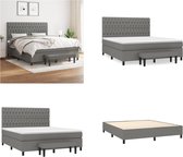 vidaXL Boxspring met matras stof donkergrijs 180x200 cm - Boxspring - Boxsprings - Pocketveringbed - Bed