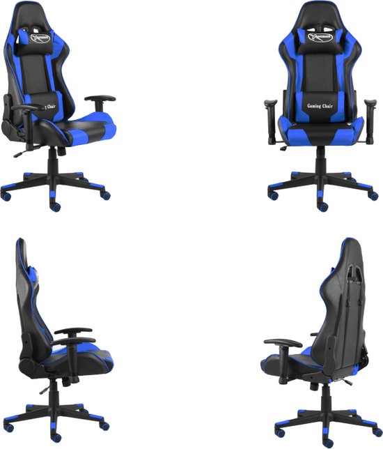 vidaXL Gamestoel draaibaar PVC blauw - Gamingstoel - Gamingstoelen - Racingstoel - Racingstoelen