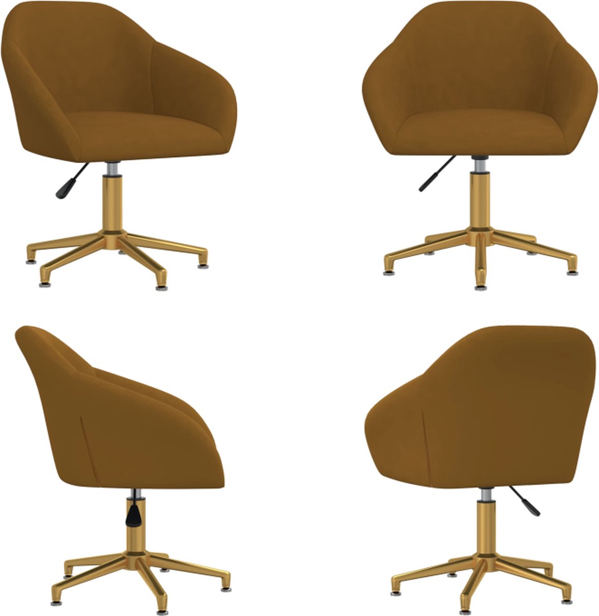 vidaXL Kantoorstoel draaibaar fluweel bruin - Bureaustoel - Bureaustoelen - Bureaudraaistoel - Bureaudraaistoelen