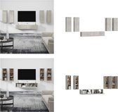 vidaXL 6-delige Tv-meubelset bewerkt hout betongrijs - Tv-kast - Tv-kasten - Tv-meubel - Hifi-meubel