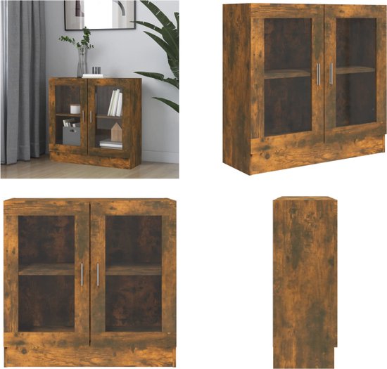 vidaXL Vitrine 82-5x30-5x80 cm Bois d'ingénierie Chêne fumé - Vitrine - Vitrines - Armoire - Vitrine