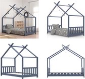 vidaXL Kinderbedframe massief grenenhout grijs 80x160 cm - Kinderbedframe - Kinderbedframes - Bed - Bedden