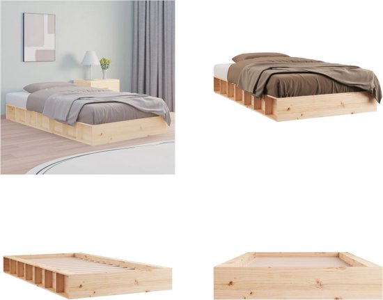 vidaXL Bedframe massief hout 90x190 cm 3FT Single - Bedframe - Bedframes - Bed - Bedbodem