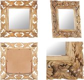vidaXL Spiegel handgesneden 50x50 cm massief mangohout bruin - Spiegel - Spiegels - Muurspiegel - Muurspiegels