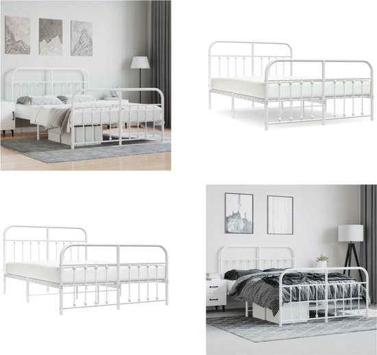 Tidyard Bedframe met hoofdeinde en voeteneinde, metaal, zwart, 140 x 200 cm, eenpersoonsbed, bedframe met platform, metalen bed