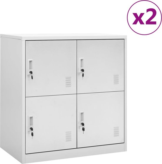 vidaXL Armoires à casiers 2 pcs 90x45x92-5 cm Acier Gris clair - Armoire de casier - Armoires à casiers - Armoire de casier - Armoires de Armoires
