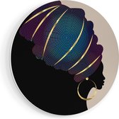 Artaza Forex Muurcirkel Afrikaanse Vrouw Met Een Tulband - 80x80 cm - Groot - Wandcirkel - Rond Schilderij - Wanddecoratie Cirkel