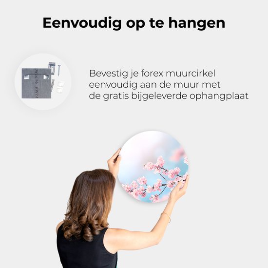 Artaza Forex cercle mural Fleurs roses - 90x90 cm - Groot - cercle mural - peinture ronde - cercle de Décoration murale