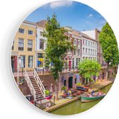 Artaza Forex Muurcirkel Huisjes Aan De Oudegracht In Utrecht - 90x90 cm - Groot - Wandcirkel - Rond Schilderij - Muurdecoratie Cirkel