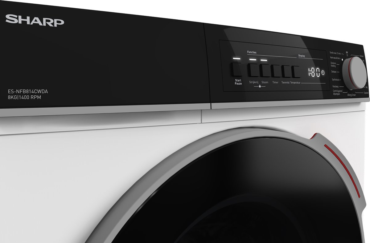 Sharp ESNFB814CWDABX 8 kg met stoomfunctie thumbnail 3