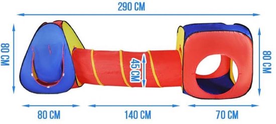 3-in-1 Pop-Up Speeltent Met Tunnel Voor Kinderen met 15 Ballen - Kruiptunnel - Speelgoed Speelhuis Tent Kindertent van Merkloos — afbeelding 2