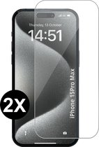 Geschikt voor iPhone 15 Pro Max Screenprotector Tempered Gehard beschermglas - 2 stuks screen protector