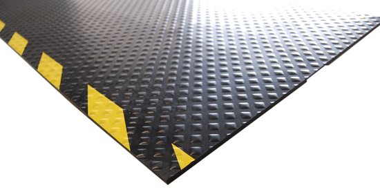 Foto: Logomatz kabelmat rubber eco 300cm x 40cm kabelbeschermer kabelgoot vloer geel zwart signaalrand antislip veilig looppad