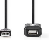 Nedis Actieve USB-Kabel - USB 2.0 - USB-A Male - USB-A Female - 480 Mbps - 20.0 m - Rond - Vernikkeld - PVC - Koper - Label