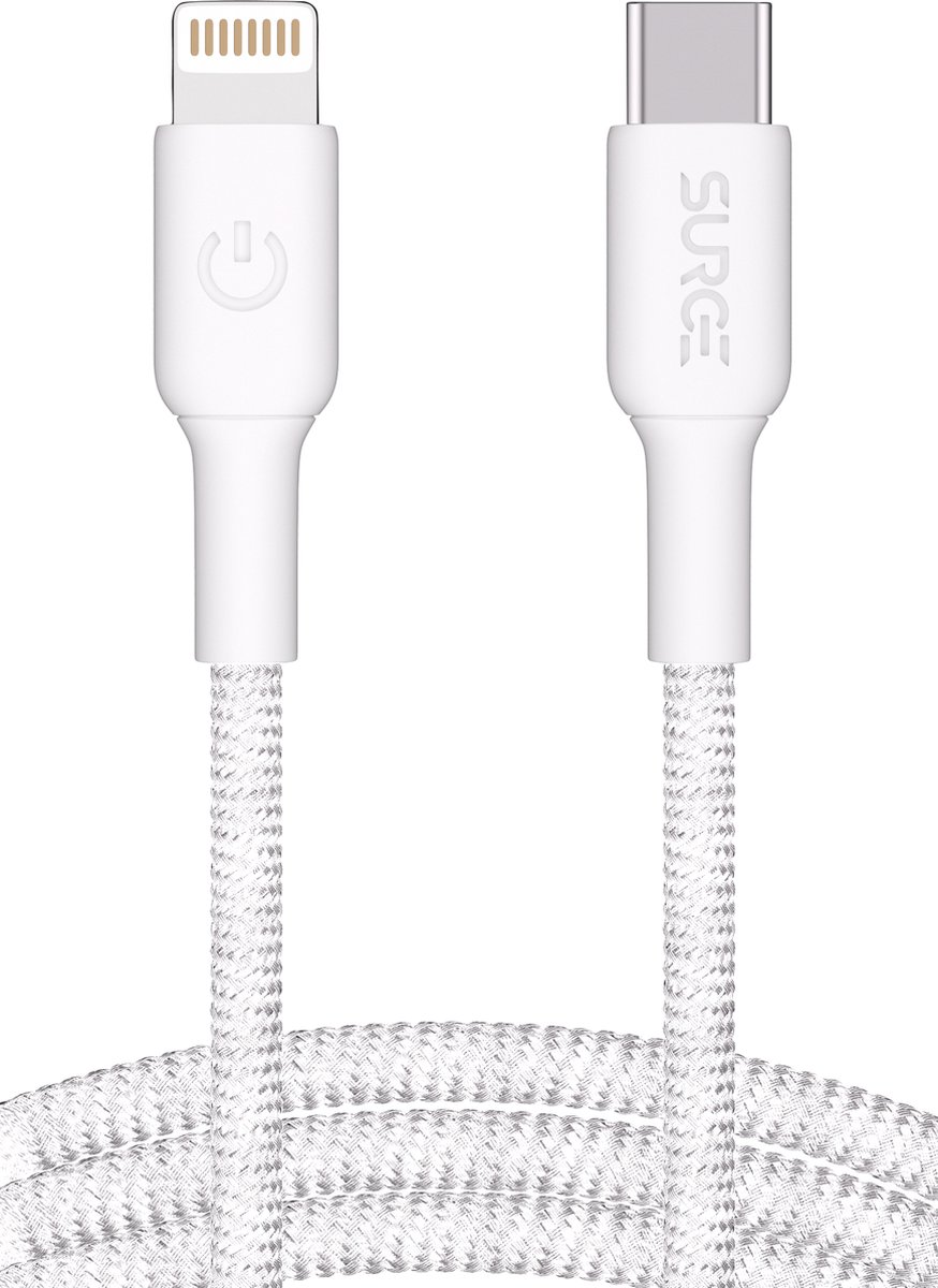 Surge USB C naar Lightning Oplaadkabel - 2 Meter - 27W Output - Gevlochten Nylon Snellader