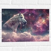 Muursticker - Eenhoorn - Unicorn - Wolken - Kleuren - Sterren - 40x30 cm Foto op Muursticker