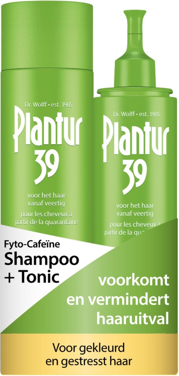 Plantur 39 Cafeïne Shampoo en Tonic set voorkomt en vermindert haaruitval | Voor gekleurd en gestrest haar