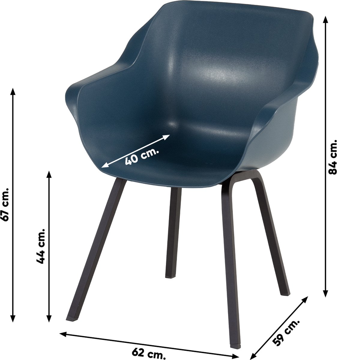 Set van 2 - Hartman Sophie Element dining armstoel - Steel Blue - Alu poot OP=OP