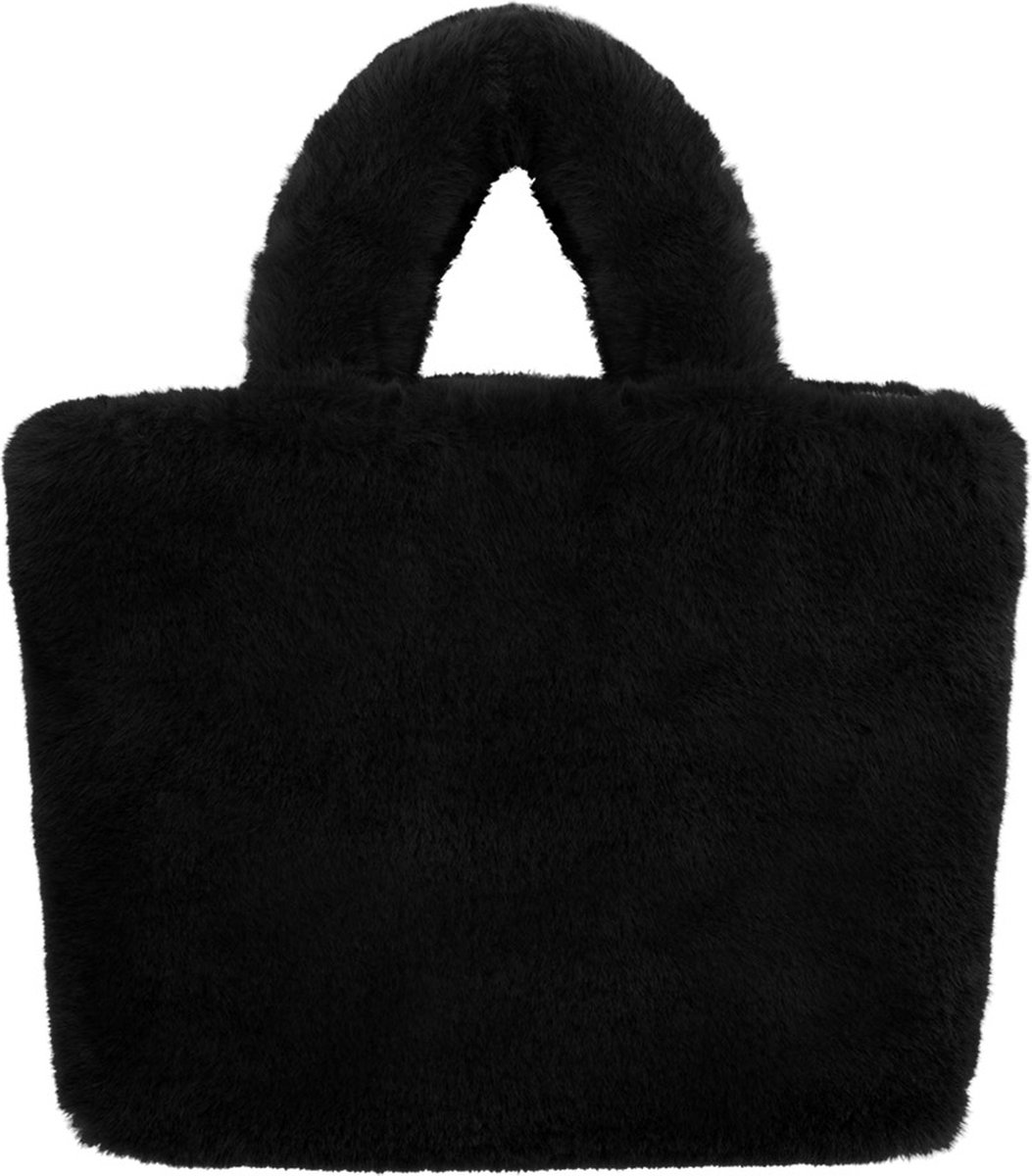 Faux fur city bag small - black