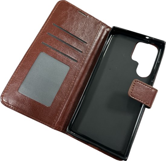 Samsung Galaxy S22 Ultra S908 case book case + 2 pièces Glas Screen Protector marron