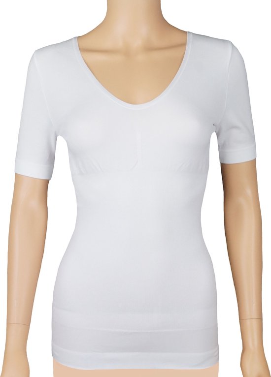 Dames lichtcorrigerend hemd met korte mouw Wit - maat L/XL
