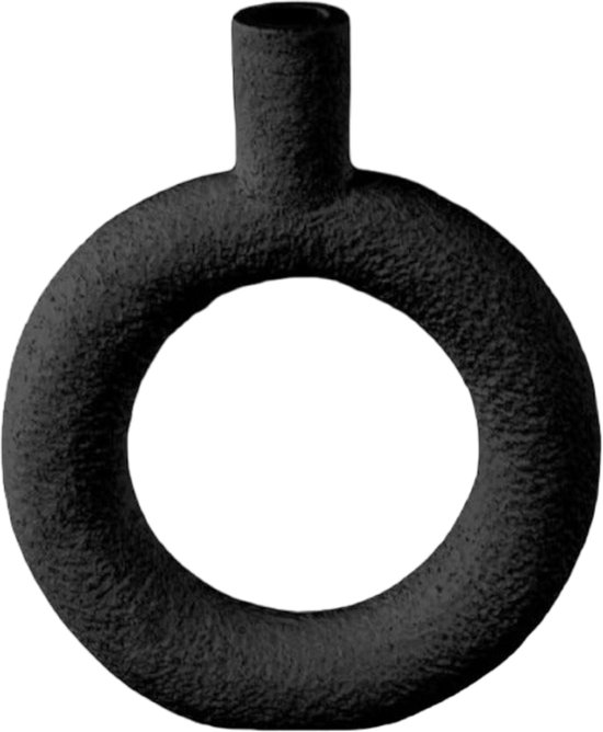 Ring Vase Present Time - Polyrésine - Rond Zwart - 18x3,5x22,5cm
