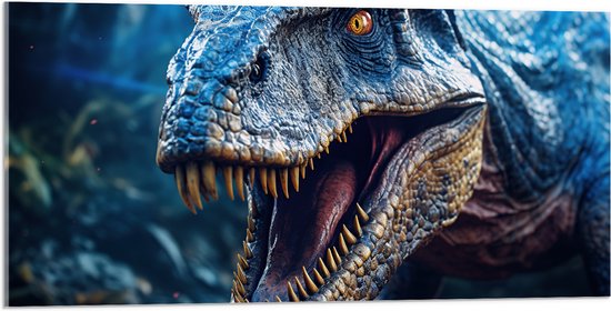 Acrylglas - Dinosaurus - Dier - Tanden - Kleuren - 100x50 cm Foto op Acrylglas (Met Ophangsysteem)