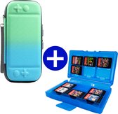 Case geschikt voor Nintendo Switch / Nintendo Switch OLED + Game Card hoes - 12 Games - Draagtas - Opbergtas - Groen/Blauw/LichtBlauw